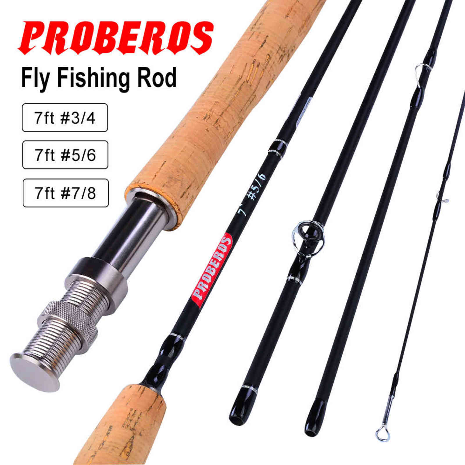 PROBEROS Fly Fishing Rod 7FT9FT 21M27M 4 Section Line wt 34 56 78 Soft Cork Handle Tackle 211118