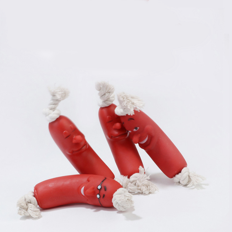 free shipping Funny pet toys sausage for pets healthy latex dog Ultra Bouncy Durable Dog Chew toy Puppy Teething Toys and Pet Cleans Teet