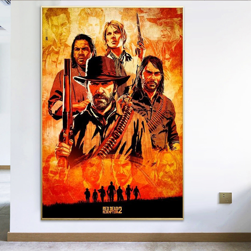 Red Dead Redemption 2 Game Canvas Poster Wall Art Print Painting Wallpaper Decorative Wall Picture for Living Room