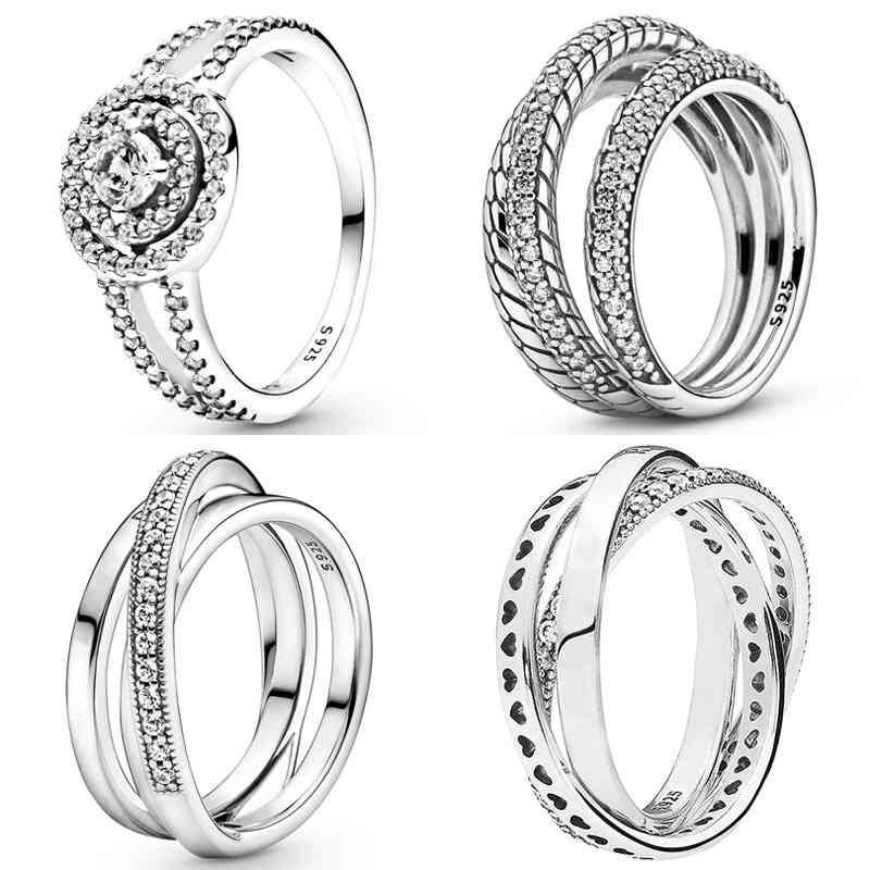 Original 925 Sterling Silver Sparkling Double Halo Crossover Triple Band Snake Chain Pattern Ring for Women Pandora Diy Jewelry
Original 925 Sterling Silver Sparkling Double Halo Crossover Triple Band Snake Chain Pattern Ring for Women Pandora Diy Jewelry