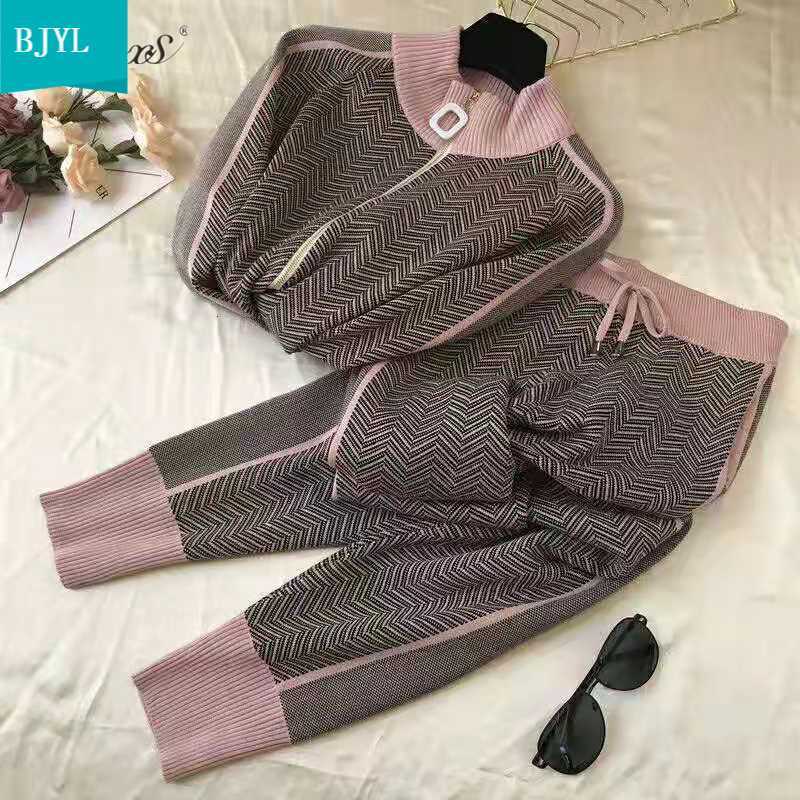 2021 Women's New Autumn Winter Fashion Pattern Striped Long Sleeve Knit Cardigan Tracksuit Suit Women Casual Two Piece Set Hm0u, Pink
2021 Women's New Autumn Winter Fashion Pattern Striped Long Sleeve Knit Cardigan Tracksuit Suit Women Casual Two Piece Set Hm0u, Pink