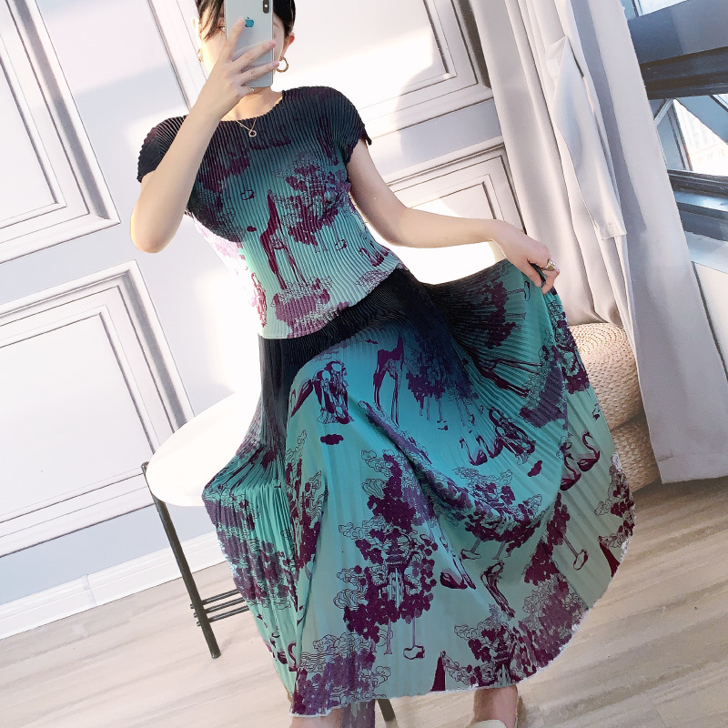 2021 New Pleats Plus Size Clothes Printed Short Sleeve T-shirt Skirt and Top Two Piece Summer 8pa6, Green
2021 New Pleats Plus Size Clothes Printed Short Sleeve T-shirt Skirt and Top Two Piece Summer 8pa6, Green