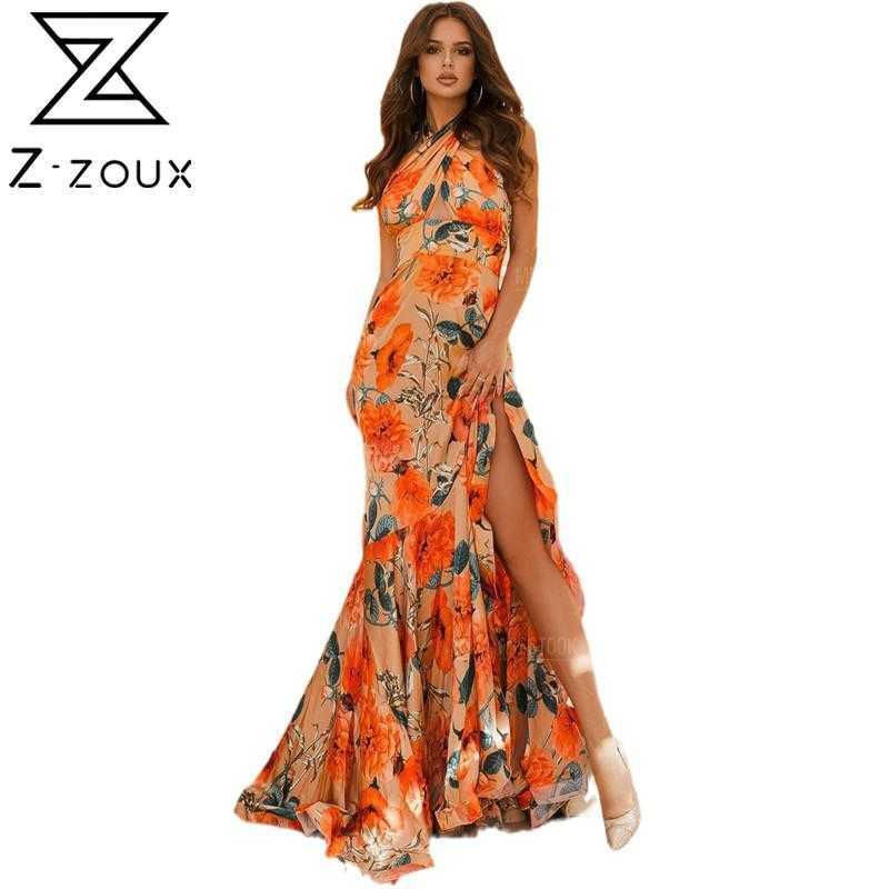 Women Dress Sleeveless Neck-mounted Printed Maxi es Split Large Hem Floral Party es Plus Size Sexy Ladies 210524
Women Dress Sleeveless Neck-mounted Printed Maxi es Split Large Hem Floral Party es Plus Size Sexy Ladies 210524