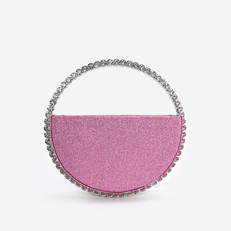 Diamond Circular Evening Bag for Women Bling Rhinestone Handbags Fashion Ladies Party Round Clutch Bags and Wedding Purse