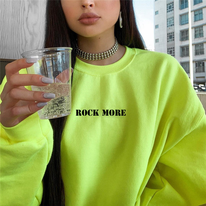 YICIYA Casual Oversized Hoodie Neon Green Letter Print Hip Alphabet print top Hop Streetwear Long Sweatshirts Women Retrieve Top 201126