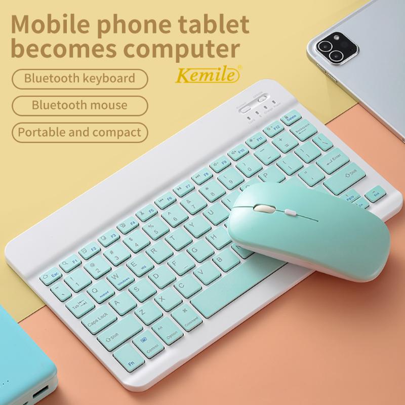 Keyboards Colorful Russian Spanish Keyboard Mouse For Android Tablet 9.7 10.5 Bluetooth