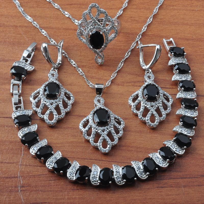 Earrings & Necklace Russian Style Black Zircon Jewelry Sets For Women Wedding Set Rings Bracelet Birthday Gift JS0621, Silver
Earrings & Necklace Russian Style Black Zircon Jewelry Sets For Women Wedding Set Rings Bracelet Birthday Gift JS0621, Silver