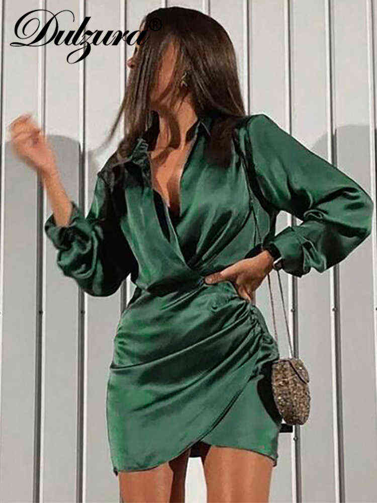 Dulzura Solid Satin Women Long Sleeve V Neck Ruched Wrap Mini Dress Bodycon Sexy Party Elegant 2021 Autumn Winter Clothes G1223, Rose red
Dulzura Solid Satin Women Long Sleeve V Neck Ruched Wrap Mini Dress Bodycon Sexy Party Elegant 2021 Autumn Winter Clothes G1223, Rose red