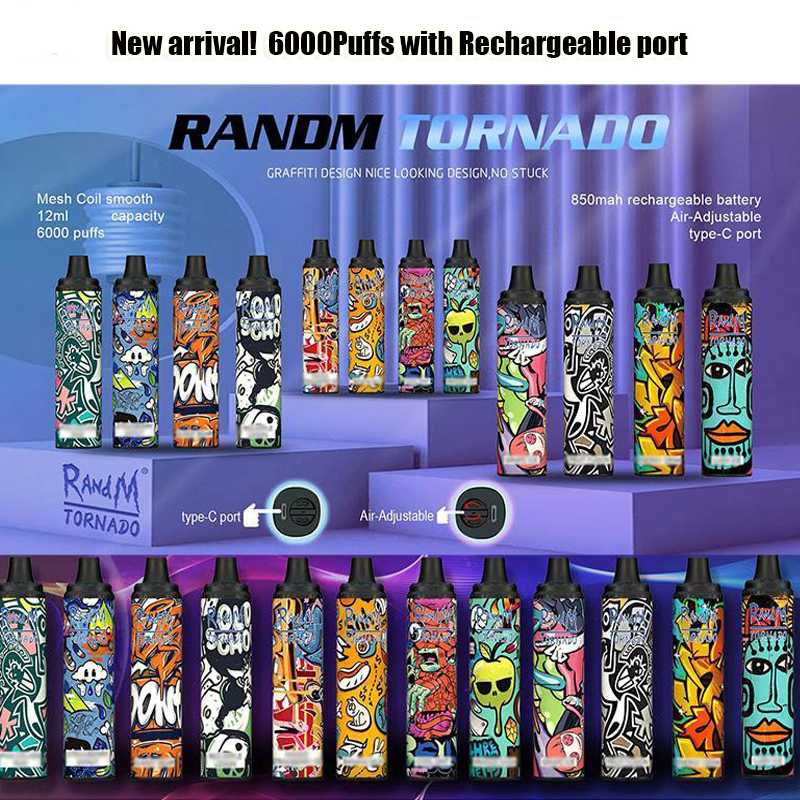 Electronics Cigarettes 100% Original Randm TORNADO 6000 PUFFS Disposable Vape Pen Device Pod 12ml capacity 850mAh Battery Rechargeable Type-
Electronics Cigarettes 100% Original Randm TORNADO 6000 PUFFS Disposable Vape Pen Device Pod 12ml capacity 850mAh Battery Rechargeable Type-