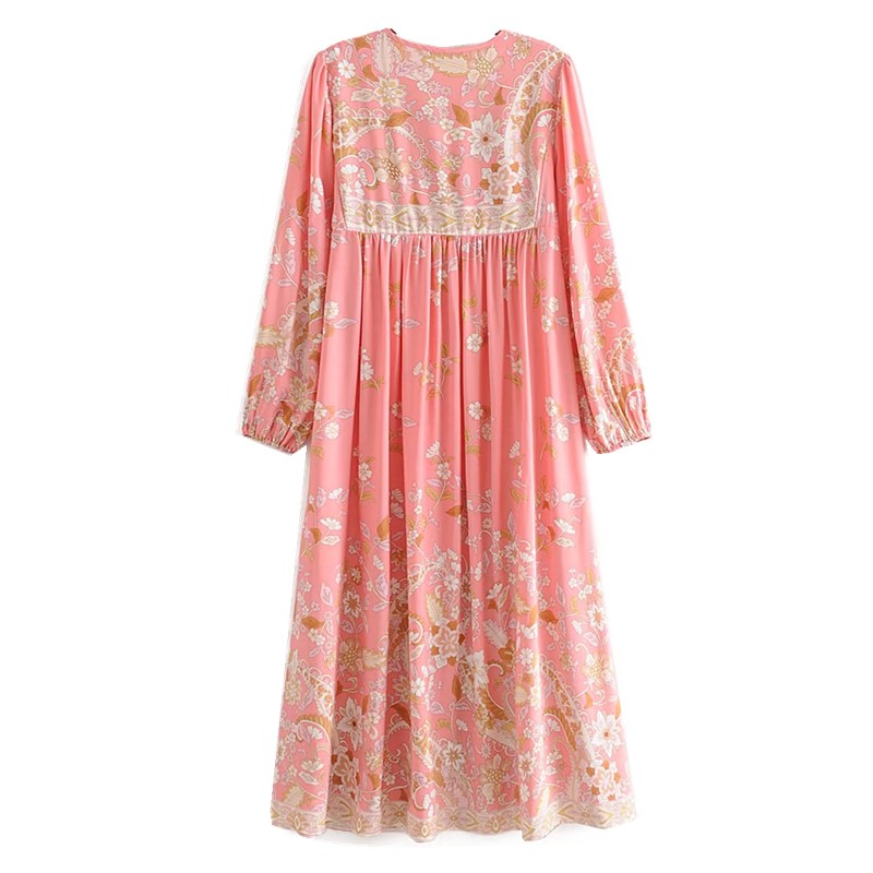 BOHO Lacing up V neck Location Pteris flower Print Long Dress Pink Ethnic WomanTassel Strappy Long Sleeve Holiday Dresses Beach, Red
BOHO Lacing up V neck Location Pteris flower Print Long Dress Pink Ethnic WomanTassel Strappy Long Sleeve Holiday Dresses Beach, Red