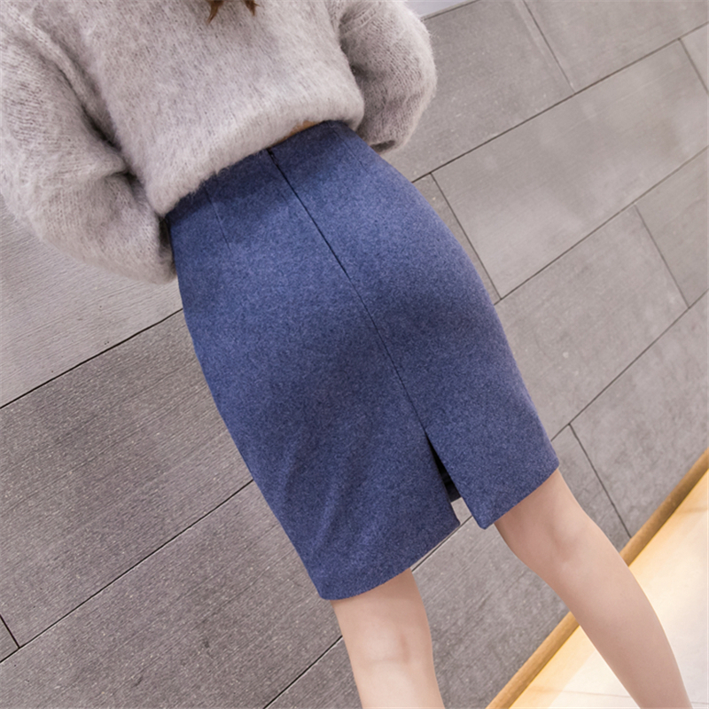 Neophil Winter Black Thick Woolen Mini Pencil Skirts Women Casual Slim High Waist Ladies Office Work Wear Wool Saias S9221 210309
