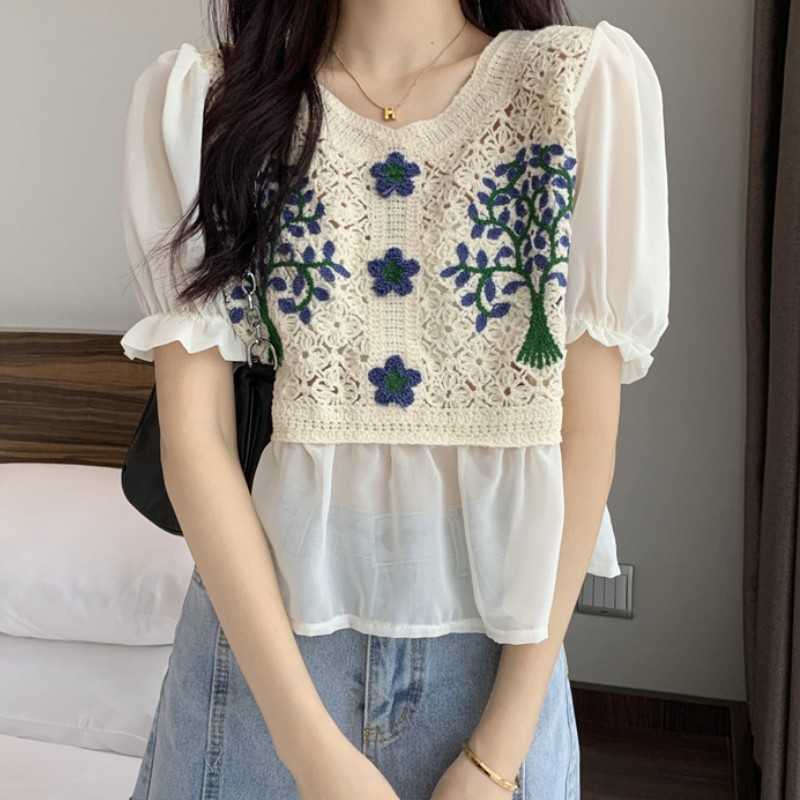 Sexy Hollow Out Embroidery Blouse For Women Summer Patchwork Chiffon Shirt Female Puff Sleeve Elegant Blusas 210526, Photo color
Sexy Hollow Out Embroidery Blouse For Women Summer Patchwork Chiffon Shirt Female Puff Sleeve Elegant Blusas 210526, Photo color