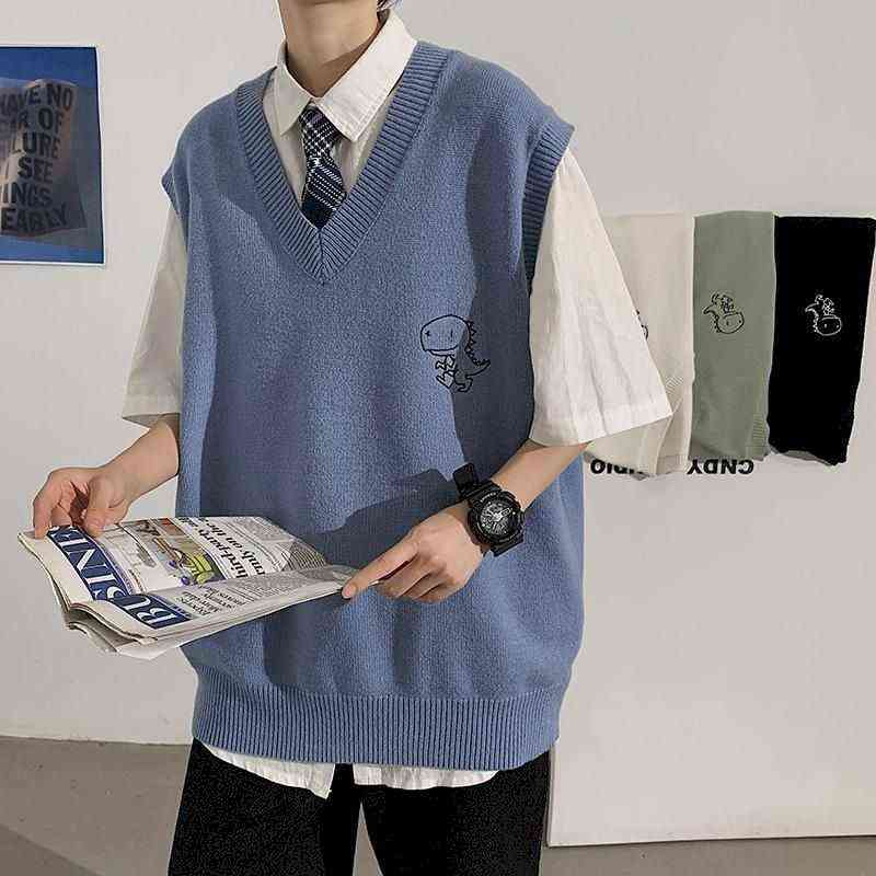 Spring Men's Trendy Dinosaur Sweater Embroidered Loose V-neck Sweater Vest Woman Casual Streetwear Tops Clothing argyle 211109, Xxxl
Spring Men's Trendy Dinosaur Sweater Embroidered Loose V-neck Sweater Vest Woman Casual Streetwear Tops Clothing argyle 211109, Xxxl