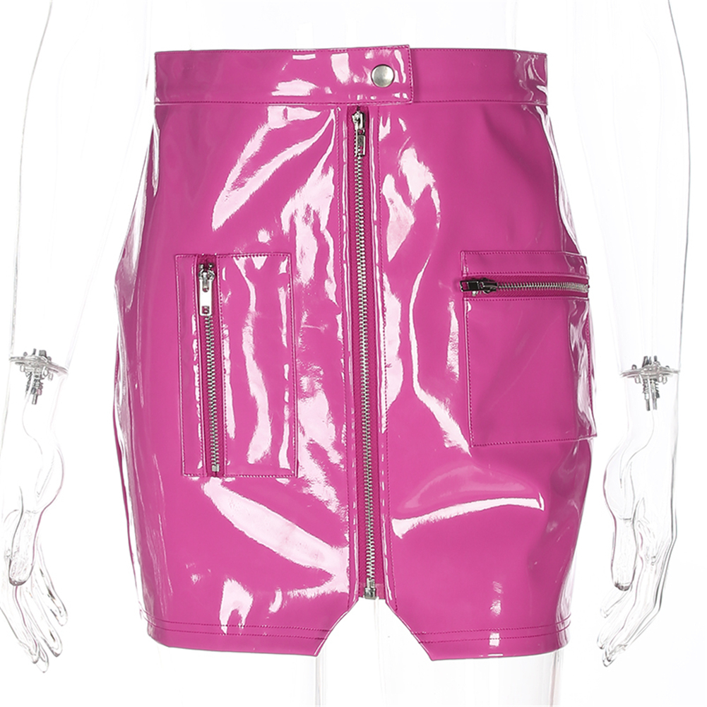 Women Skirt Autumn New Fashon Sexy Leather Split Zipper High Waist Fencil Slim A-line For Girls Mini Sexy Skirts Womens 210309