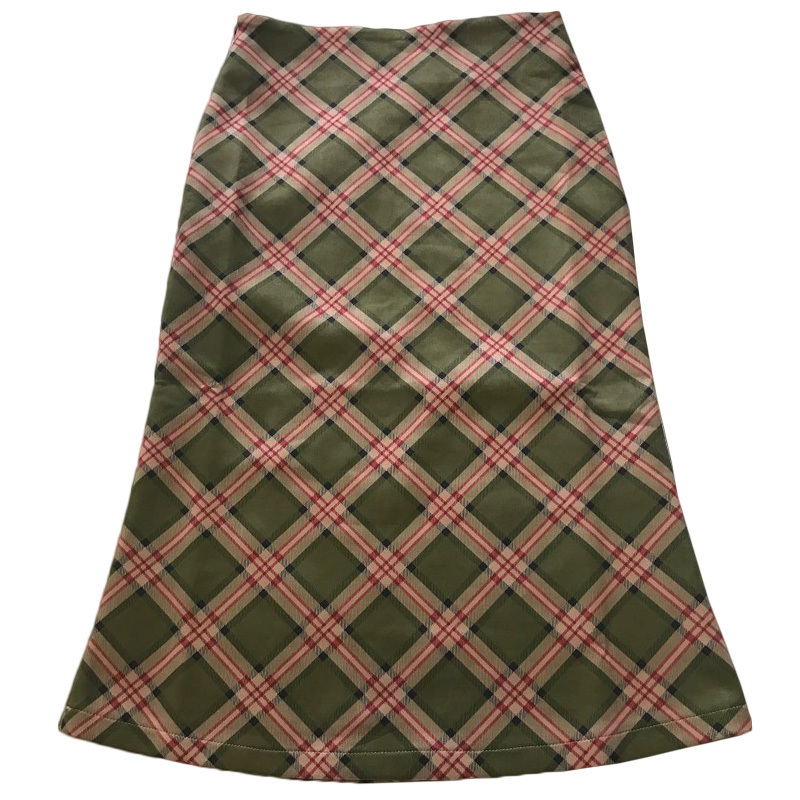 Vintage High Waist midi Skirts Women Streetwear Cotton Long Skirts Chic Vintage Style Ladies Summer Plaid skirts 210309