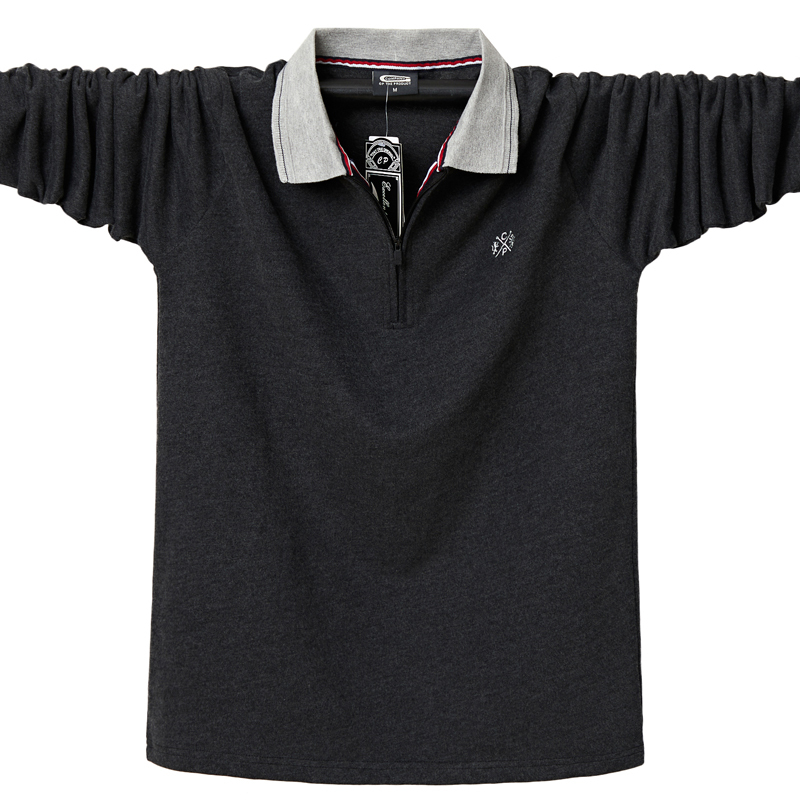 Men Polo Shirt Autumn Casual Fashion Cotton Male Top Tees Long Sleeve Turn-down Collar Men's Polo Shirts Zippers Large Size 6XL 210308