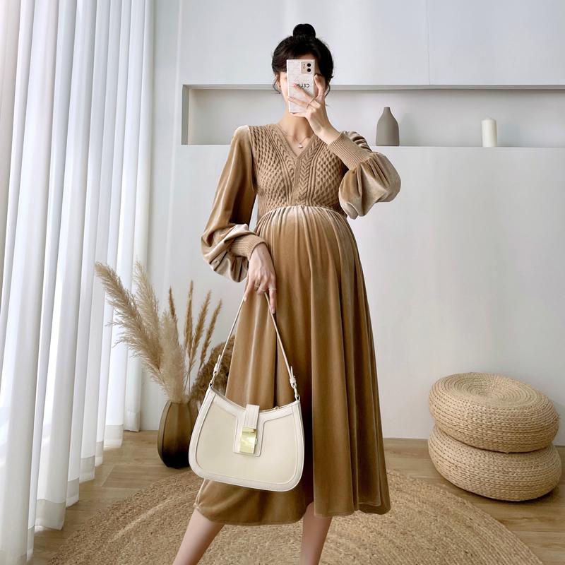 Maternity Dresses 1018# Autumn Winter Korean Fashion Velvet Dress Elegant A Line Slim Clothes For Pregnant Women Chic Ins Pregnancy, White
Maternity Dresses 1018# Autumn Winter Korean Fashion Velvet Dress Elegant A Line Slim Clothes For Pregnant Women Chic Ins Pregnancy, White