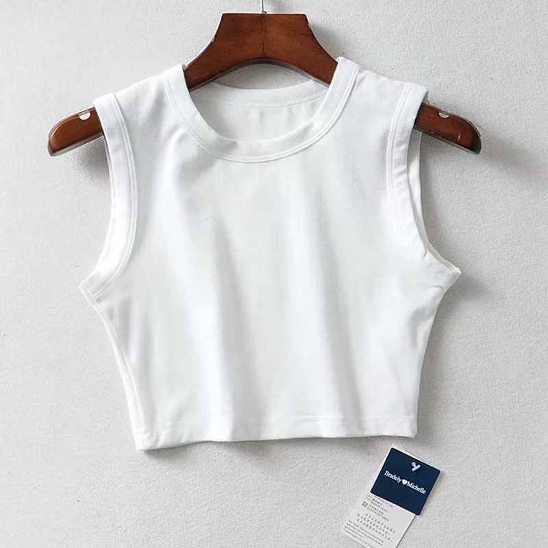 Sexy Sleeveless Sports Vest Stretch Tight Waistless Fitness Female T-shirt Wild Short Cycling Women's Top 210308