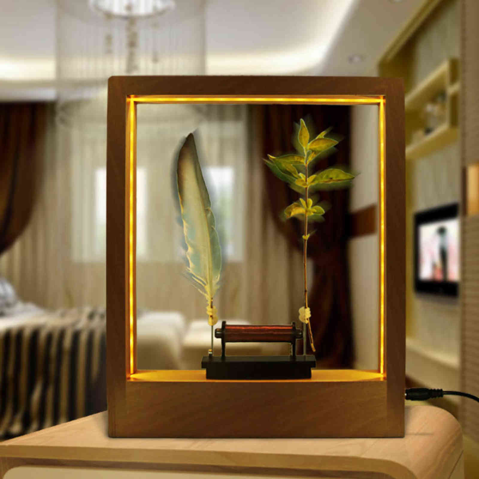 Slow Motion Frame LED Optical Illusion Sculpture Down Time Action Picture Lightweight Object Desktop Decor 211108