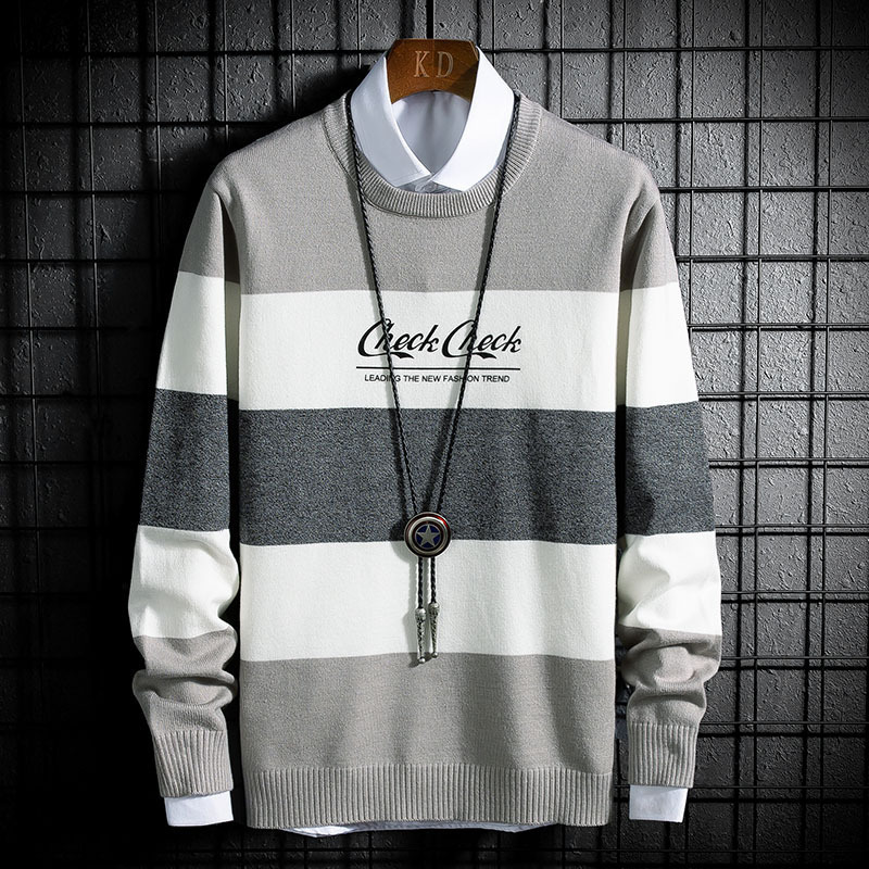 sweater knit autumn and winter color matching men's t shirt round neck pullover backing youth fashion, White;black
sweater knit autumn and winter color matching men's t shirt round neck pullover backing youth fashion, White;black