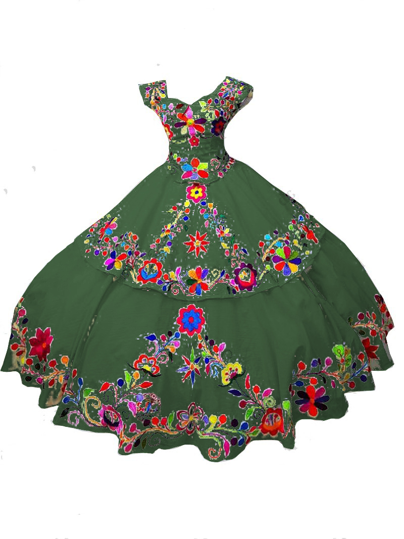 2022 Vintage Embroidered Quinceanera Dresses Mexican Ball Gown Two Layers Cap Sleeve Sweet 16 Dress Corset Back Pageant Gowns