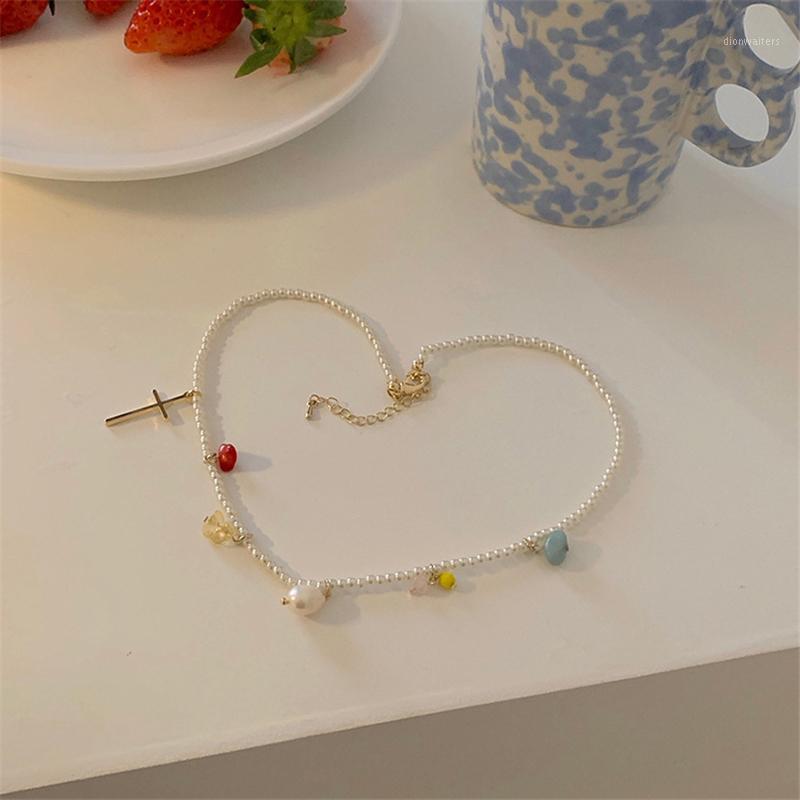 Chains Aide 1pcs Collar Necklace For Women Pearl Cross Pendant Necklaces With Colored Stone Valentine's Day Gift Luxury Accesorios 
Chains Aide 1pcs Collar Necklace For Women Pearl Cross Pendant Necklaces With Colored Stone Valentine's Day Gift Luxury Accesorios