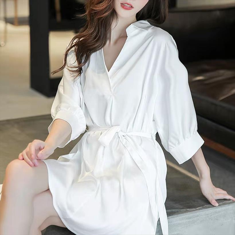 spring pajamas summer fashion white women sleepwear shirt with sashes design v neck half sleeve loose pijama female, Black;red
spring pajamas summer fashion white women sleepwear shirt with sashes design v neck half sleeve loose pijama female, Black;red