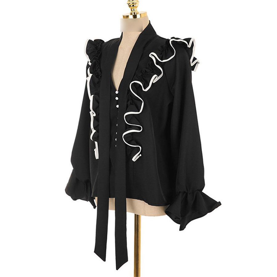 High Quality Sexy Women Long Sleeve Square Collor Chiffon Blouse Shirt #0037 210225