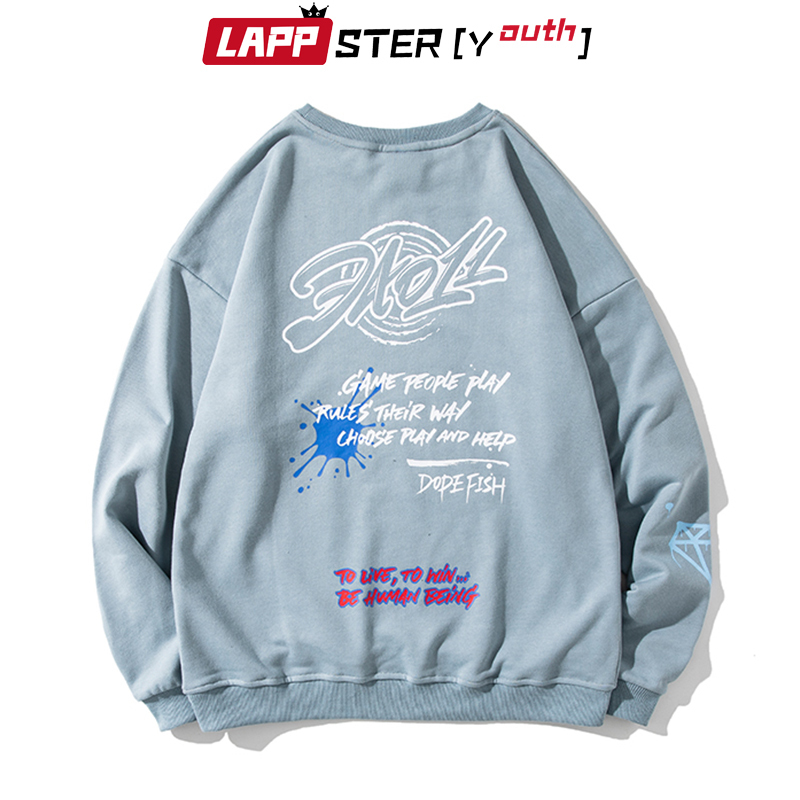LAPPSTERYouth Japanese Streetwear Hoodies Men Harajuku Korean Fashions Sweatshirt Women 3 Colors Black Casual Clothing 201020