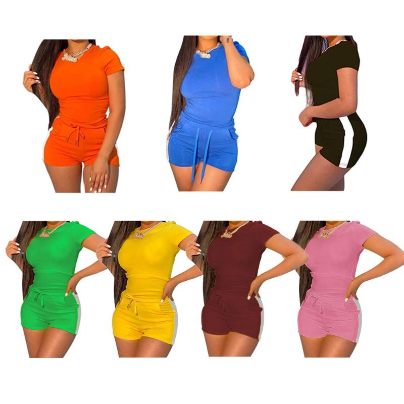Women' Tracksuits Sports Style Fashion Clothing Sexy Casual Solid Color Wholesale Lace Short Sleeve Stitching Tight Fitting Two Piece Set, Black 
Women' Tracksuits Sports Style Fashion Clothing Sexy Casual Solid Color Wholesale Lace Short Sleeve Stitching Tight Fitting Two Piece Set, Black