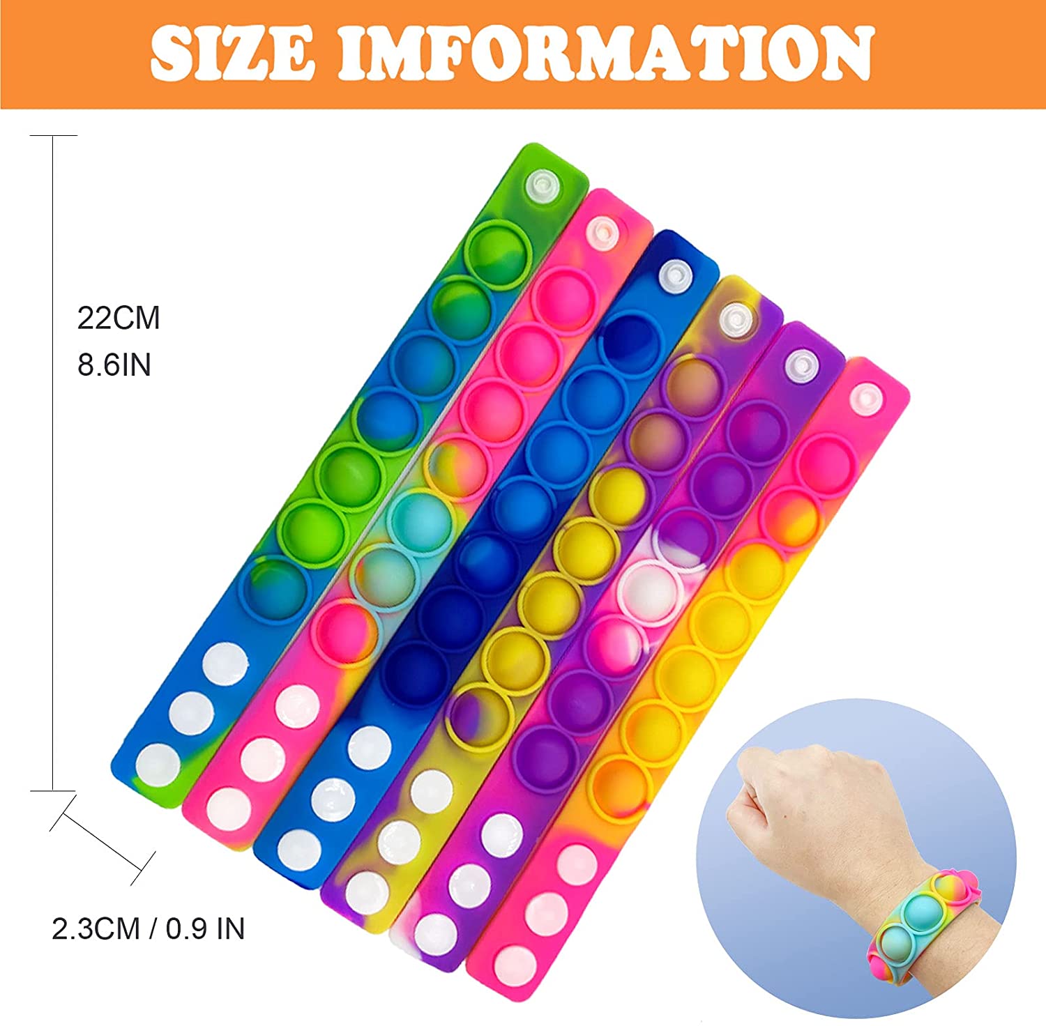 Finger Toys Push Bubble Silicone Bracelets Decompression Fidget Pop toy Bracelet Puzzle Press Stress Wristband Sensory Tie-dyed Snap Ring 6color G71ZOWP
Finger Toys Push Bubble Silicone Bracelets Decompression Fidget Pop toy Bracelet Puzzle Press Stress Wristband Sensory Tie-dyed Snap Ring 6color G71ZOWP