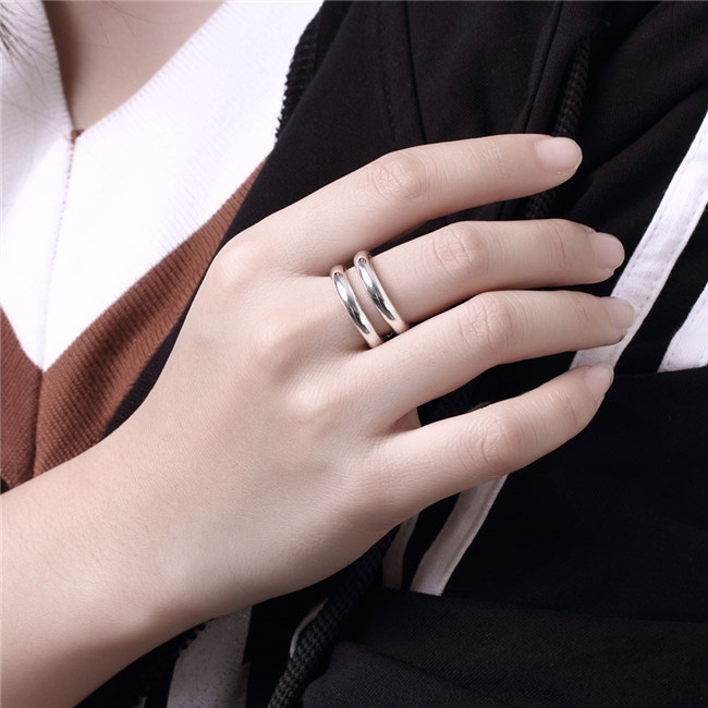 unisex Two-line sterling silver plated rings size open DMSR038,popular 925 silver plate finger ring jewelry Band Rings
