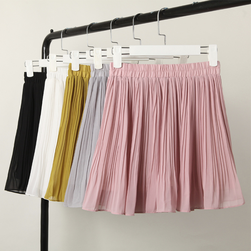 Short Chiffon Pleated Skirt Women Harajuku Summer White Tulle Mini Skirt Sexy Beach High Waist Skirt Ladies Skirts Faldas C6060 210309