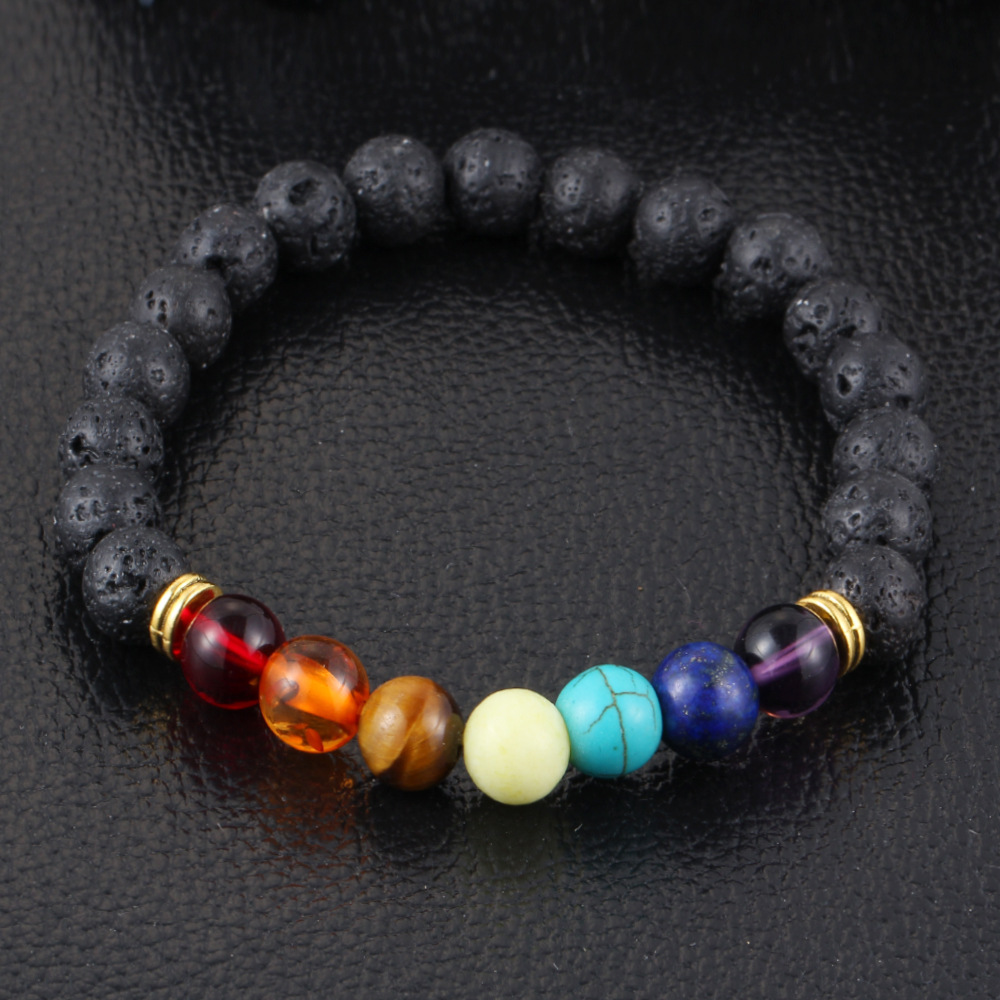Seven Chakra Bracelet Natural Stone 8mm Lava-rock Yoga Beaded Bracelets 100pcs/lot
Seven Chakra Bracelet Natural Stone 8mm Lava-rock Yoga Beaded Bracelets 100pcs/lot