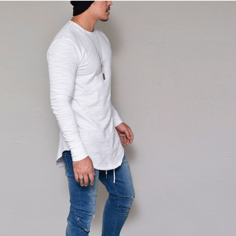 Mens Long Sleeve Hipster Hip Hop Basic Henley T Shirt for Men Swag Curve Hem Slim Fit Cotton Stretchy Pullover13336166071433