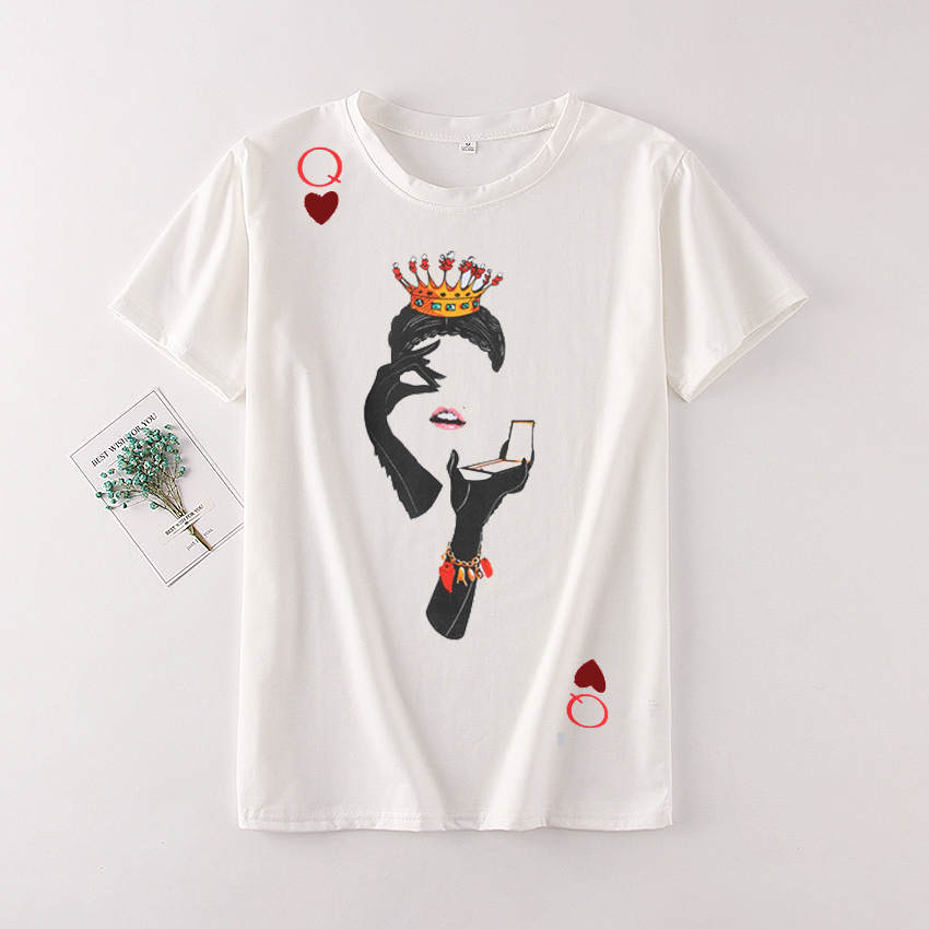 Zuolunouba Playing Cards In Harajuku T Shirt Women New Casual Short Sleeve Summer Tees Tops Loose 210306