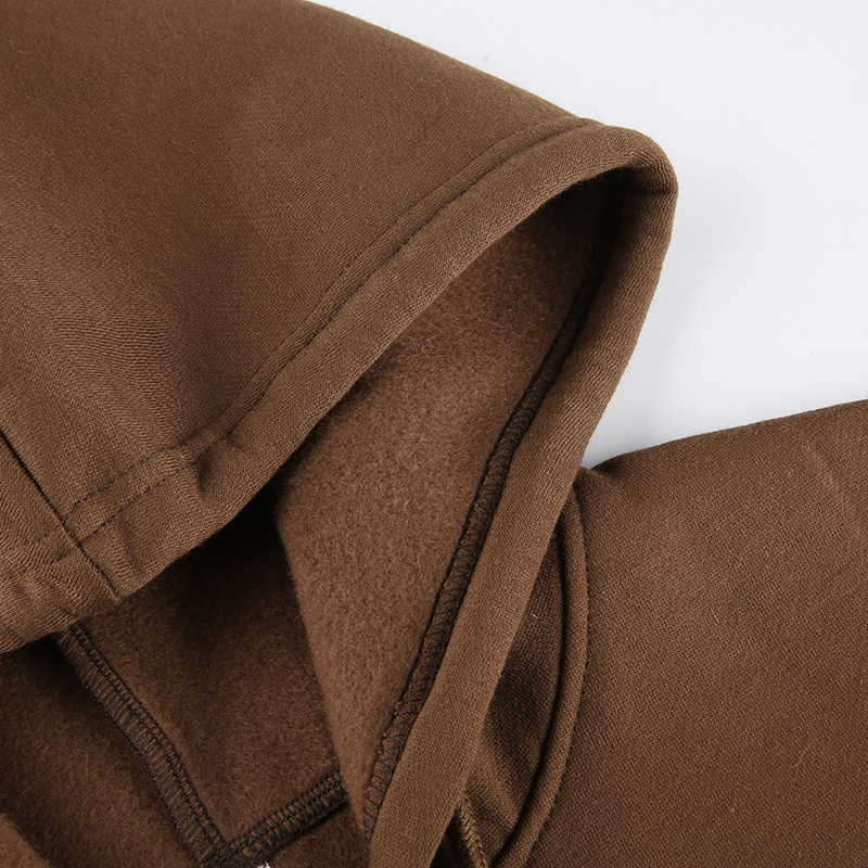Women Sweatshirt Jacket Winter Clothes Female Zip Up Oversize Hoodies Casual Loose Black Brown Hoodie Vintage Fleece Pullover 210910