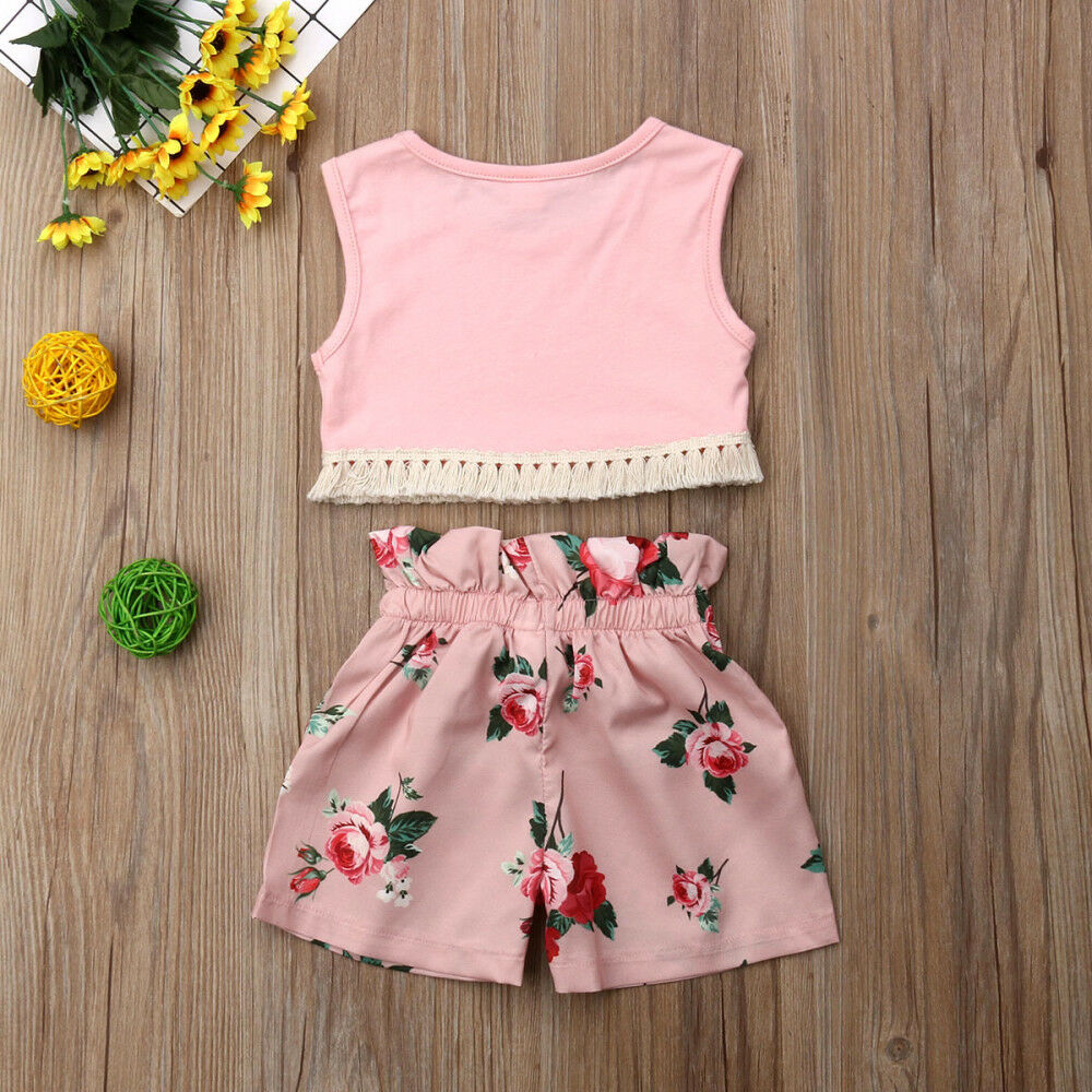 Kids Tassel Vest Tops Baby Girl Floral Shorts Pants Toddler Outfits Girls Sunsuit Children sets Baby Girl Clothes, Pink
Kids Tassel Vest Tops Baby Girl Floral Shorts Pants Toddler Outfits Girls Sunsuit Children sets Baby Girl Clothes, Pink