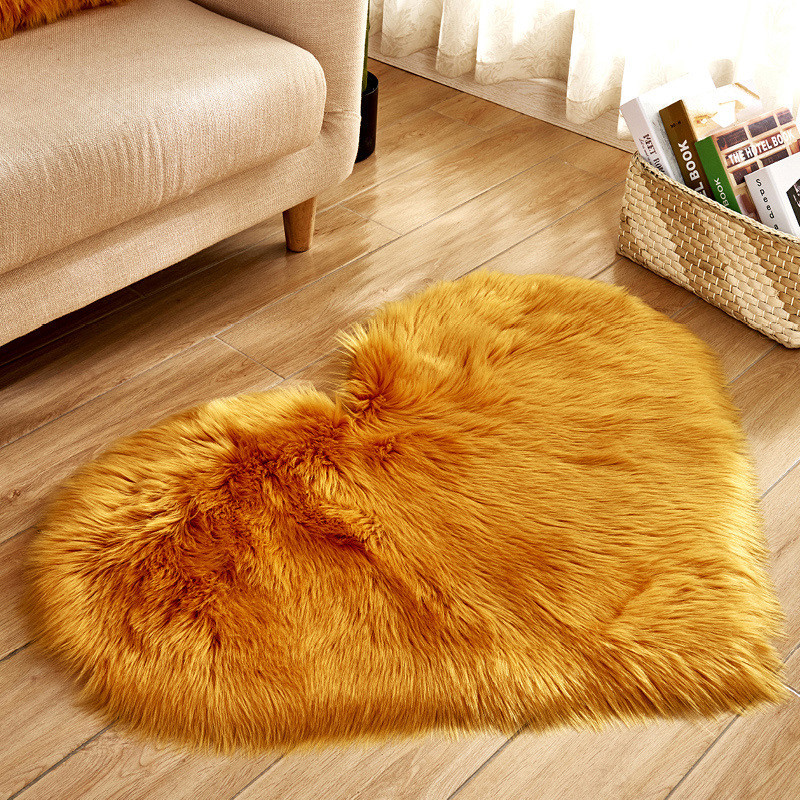 Plush Heart Shaped Mat 40*50cm 50*60cm Living Room Office Imitation Wool Carpet Bedroom Soft Home Non Slip Rugs H260226
