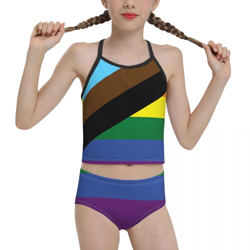 

Women's Swimwear 2021 Patriotic Flag Swimming Suit For Junior High School Girl Print Pride Designs Biquini Wholesale Children, Black