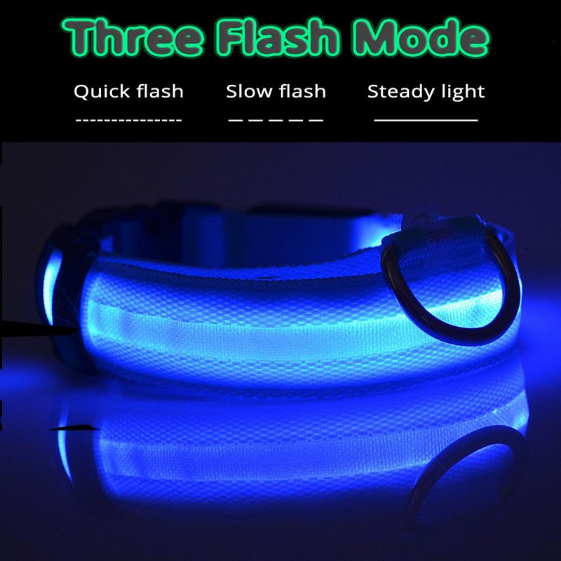 Dog Collars & Leashes Pet LED Collar Harness Usb Rechargeable Luminous Night Glow Flashing XS-L