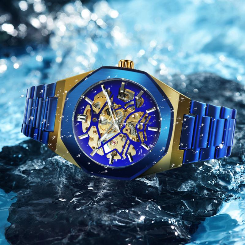 Wristwatches 2021 Cool Top Skeleton Punk Automatic Watch Men FullSteel Watchband Mechanical Clock Male Dropship Gift Friend, Gold blue
Wristwatches 2021 Cool Top Skeleton Punk Automatic Watch Men FullSteel Watchband Mechanical Clock Male Dropship Gift Friend, Gold blue