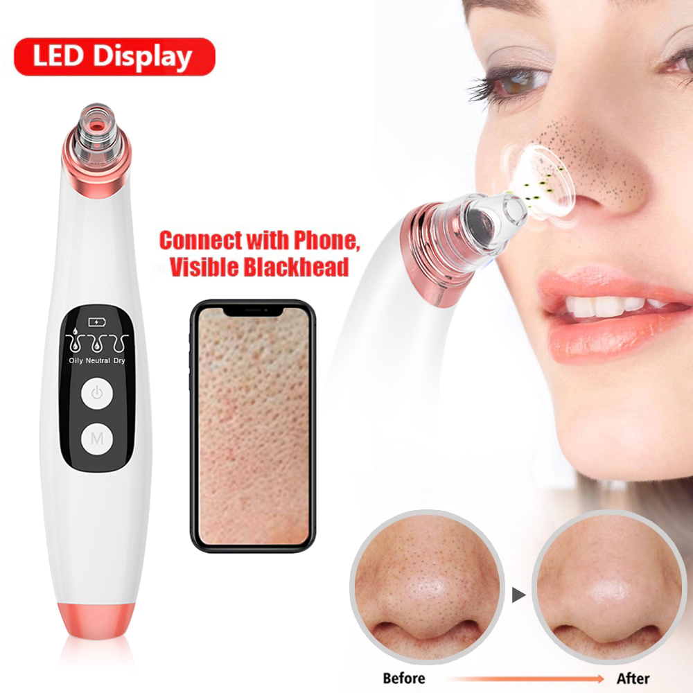 Blackhead Remover with Camera LCD Face Pore Cleaner Nose T Zone Acne Pimple Removal Tool Blackhead Vacuum Suction Skin Care 210304