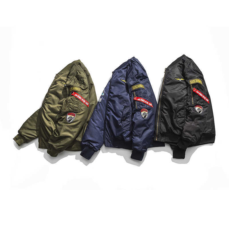 Army Green Mens Casual Jacket Hip Hop Large Size Streetwear Men Pilot Bomber Jacket Coat Male Military Overcoat High Quality 210603