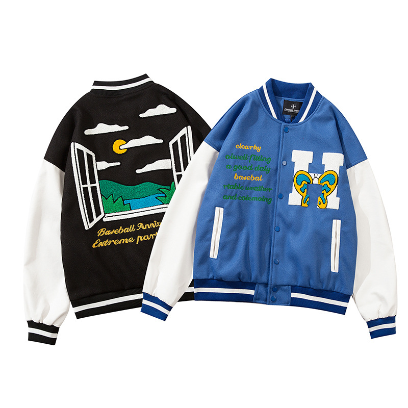 Baseball Varsity Jacket Men Street Embroidery daisy Patchwork Jackets Women Spring Japanese Hip Hop Casual Bomber Coat Couple
Baseball Varsity Jacket Men Street Embroidery daisy Patchwork Jackets Women Spring Japanese Hip Hop Casual Bomber Coat Couple