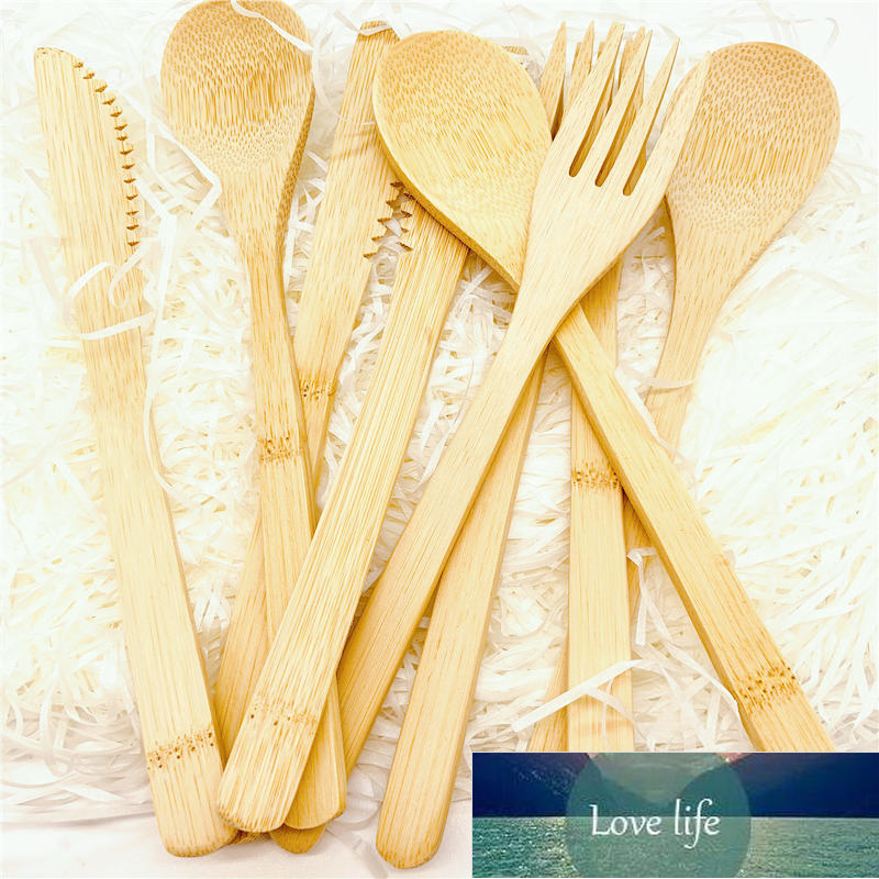 Reusable Organic Zero Waste 3-Piece BPA Free Bamboo Flatware Set Dishwasher-Safe Biodegradable Wood Cutlery Fork Spoon Knife Factory price expert desi