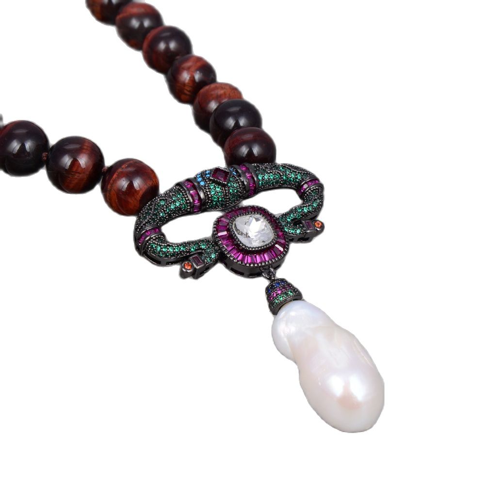 GuaiGuai Jewelry 12mm Tiger's Eye Round Necklace White Keshi Pearl Cz Pave Colorful CZ Pendant Necklace Handmade For Women Real Gems Stone Lady Fashion Jewellery
GuaiGuai Jewelry 12mm Tiger's Eye Round Necklace White Keshi Pearl Cz Pave Colorful CZ Pendant Necklace Handmade For Women Real Gems Stone Lady Fashion Jewellery