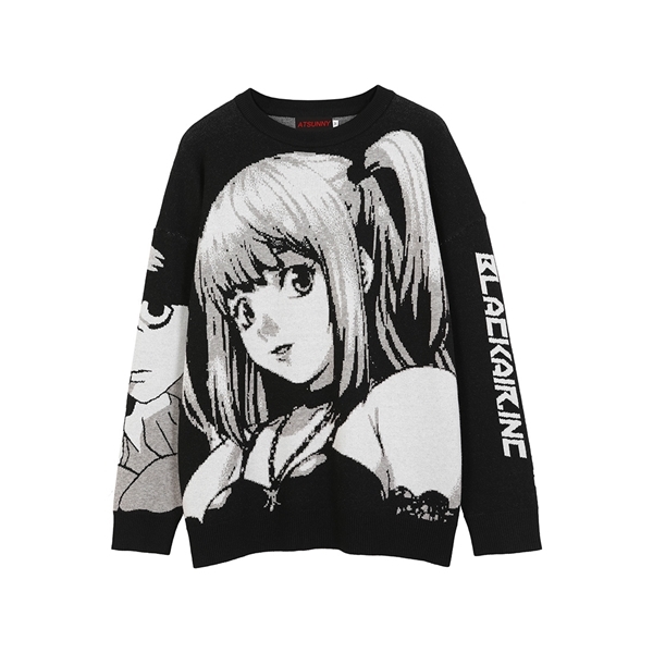 ATSUNNY 2021 Hip Hop Streetwear Vintage Style Harajuku Knitting Sweater Anime Girl Knitted Death Note Sweater Pullover G0909, White;black
ATSUNNY 2021 Hip Hop Streetwear Vintage Style Harajuku Knitting Sweater Anime Girl Knitted Death Note Sweater Pullover G0909, White;black