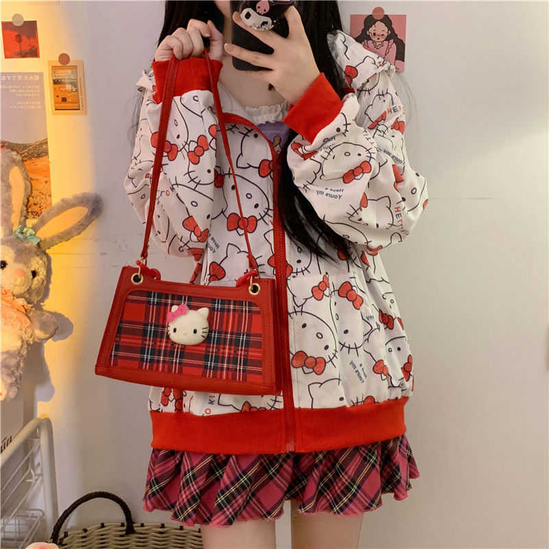 Cute Cartoon Sweatshirt Female Harajuku Streetwear Funny Zipper Hoodies Women Anime Teens Pullover Oversized Tops Vintage Hoodie 210927