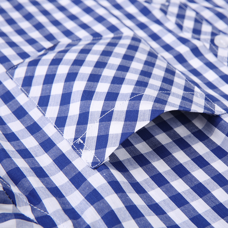 Summer Short Sleeve Plaid Shirts Fashion Men Business Casual Shirts square collar Cotton loose fit Shirts with front pocket T200505